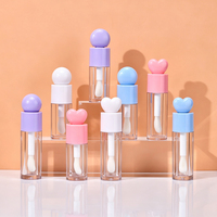 Tubes de brillant à lèvres personnalisés avec étiquette privée, couvercle en forme de cœur, 3 ml, 4 ml, argent, or, avec un grand pinceau