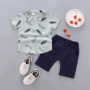 Shelmin 2023 Summer Kids Clothing Sets Boy Casual Children's Wear Baby Boys T-shirt Trousers 2 Pieces Clothes Sets