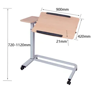 New Product Over Bed Portable Working Drawing Gaming Table With Wheels Pneumatic Height Adjustable Table