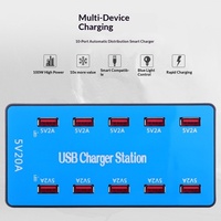Multiprise USB 10-20 ports pour téléphones et tablettes, chargeur 100W de qualité studio, emballé en plastique, compatible mondial