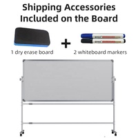 Petit tableau blanc roulant pour usage domestique, tableau effaçable à sec compact double face avec roulettes verrouillables