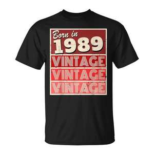T-shirt d'anniversaire vintage Born In 1989 pour hommes et femmes, idée cadeau unisexe - Product Image 1