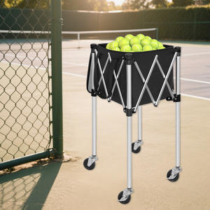 Lichtgewicht draagbare tennisbal- en pickleball-hopper, opvouwbare tennisbalwagen voor coachtraining - Product Image 4