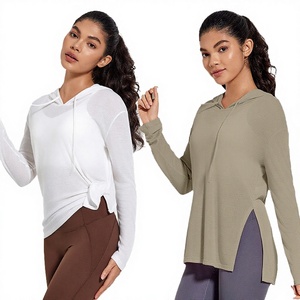 Wholesale Winter Anti-shrink Knitted Breathable <b>Hoodie</b> with Curved Hem Women's Casual Custom Design Printed <b>Workout</b> Gym Training - Product Image 3