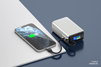 Nouvelle batterie externe 25000mah PD100W Charge rapide Câble intégré Batterie externe de grande capacité Chargeur portable pour iPhone Ordinateur portable