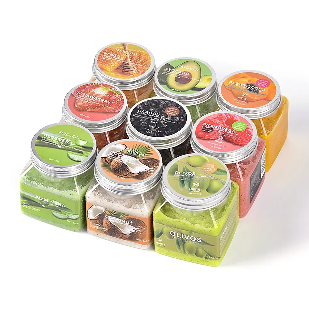 Private Label Vruchten Smaak Organische Fruitige Sorbet Huid Scrubben Whitening Body Scrub