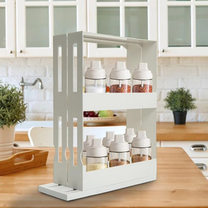 Swivel <b>Plastic</b> Pull-out Adjustable <b>Sliding</b> Spice Rack Organizer with Multi-functional Design and Capacity - Product Image 3