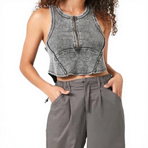 Best Arrival Women <b>Crop</b> <b>Top</b> T-Shirt New Fashion Formal Style Lightweight Comfortable Design Acid Wash Cotton Canvas Breathable - Product Image 1