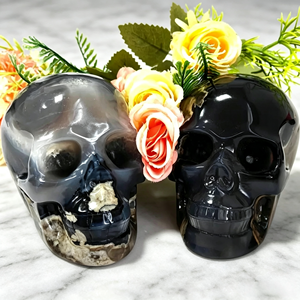 Calaveras de Ágata Volcánica de Alta Calidad de 6.5cm, Figuras de Halloween, Precio de Fábrica al por Mayor, Decoración para el Hogar, Regalo - Product Image 1