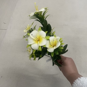Livraison rapide pour la décoration de mariage <span class=keywords><strong>et</strong></span> de la maison, 6 têtes, sophistiquées, en matériau PE, fleurs artificielles en forme d'œuf, <span class=keywords><strong>frangipanier</strong></span>, faux plumeria - Product Image 3