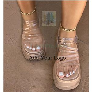 Sandalias de Tacón Alto de Moda para <span class=keywords><strong>Mujer</strong></span>, Sandalias de Plataforma con Tacón Transparente, Impermeables - Product Image 1