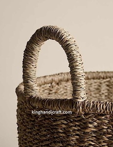 Handmade Natural Seagrass <b>Foldable</b> Storage <b>Basket</b> Woven Eco-Friendly Modern Organizer with Handles for Clothing Toys Home Decor - Product Image 4