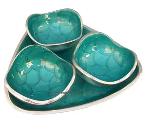 Bol à fruits décoratif de luxe pour la maison bol de service de fruits secs en métal aluminium avec plateau en couleur émail pour le bureau à domicile - Product Image 1