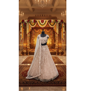 ชุดเลเฮนกาประดับเลื่อมสีโรสควอตซ์ ดีไซน์หรูหราสำหรับงานปาร์ตี้ ชุดแต่งงานแบบดั้งเดิมสำหรับเจ้าสาว ชุดสำหรับงานเทศกาลสำหรับผู้หญิง - Product Image 1