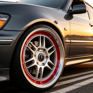 Jantes en alliage forgé multi-rayons très populaires, finition usinée, rebord extérieur rouge, jantes à déport profond pour tuning de voitures JDM - Product Image 2