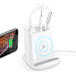 Portapenne in paglia di grano ecologico supporto per <span class=keywords><strong>telefono</strong></span> caricabatterie Wireless con hub USB e caricabatterie - Product Image 4