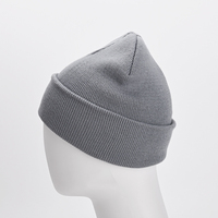 Bonnet en tricot acrylique uni à revers, vente en gros du fabricant, avec logo brodé personnalisé, bonnet chaud d'hiver