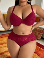 Lingerie grande taille en gros, ensemble soutien-gorge et sous-vêtements pour femmes grandes tailles, lingerie rouge sexy, lingerie noire et rouge pour femmes rondes