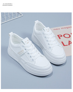 Zapatillas de <span class=keywords><strong>Tenis</strong></span> Cómodas de Piel Sintética para <span class=keywords><strong>Mujer</strong></span>, Zapatillas Casuales con Cordones y Malla, Zapatillas Planas Blancas para Verano para Damas y Chicas - Product Image 6