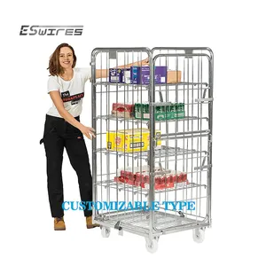 Customization Transport Demountable Sides Silver Roller Cage Stock Trolley