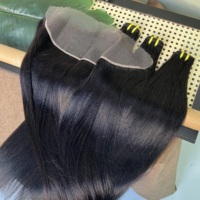Cierre de encaje HD 13x4 con extensiones de cabello liso Yaki, cabello humano vietnamita virgen 15A, 100% sin procesar, doble densidad, de 10 a 30 pulgadas