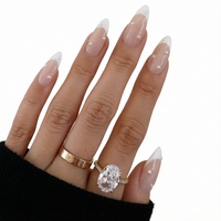 Offre Spéciale – 24 faux ongles longs en ABS, couvrance totale, pré-dessinés, pour salon de beauté, style français, à poser sur les doigts