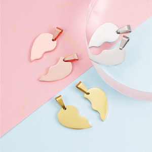 Modulare in acciaio inox lucido amore cuore ciondolo accessori ornamentali per collane intagli scrittura sulla pesca a cuore specchio - Product Image 3