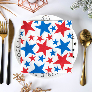 <span class=keywords><strong>Serviettes</strong></span> patriotiques rouges, blanches et bleues à motifs étoilés pour la fête de l'Indépendance des États-Unis, logo personnalisé, vente en gros d'usine - Product Image 1