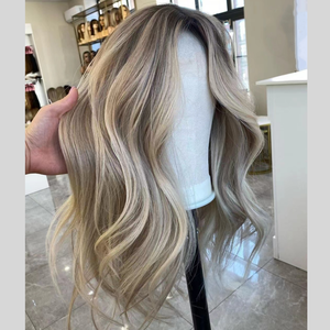 Toupet con Base in Seta Effetto Naturale Ondulato Biondo Ombré, Capelli Europei Grezzi Allineati alle Cuticole, Ideale per la Perdita di Capelli - Vendita Calda - Product Image 1