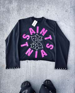 T-shirts strass personnalisés 100% coton pour hommes Boxy Fit T-shirts à manches longues en détresse imprimé Vintage maillot lavé teint au soleil - Product Image 1