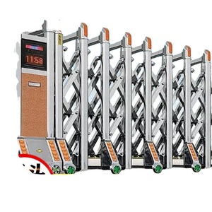 ประตูรั้วเหล็กสแตนเลสแบบขยายได้ด้วยไฟฟ้า ประตูพับอัตโนมัติ AC 220V สำหรับอุตสาหกรรม - Product Image 1