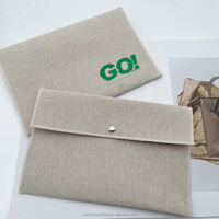 Sac d'emballage personnalisé en lin vintage écologique imprimé pour cadeaux, cosmétiques, maquillage, et sacoche pour carnet en coton et lin naturel