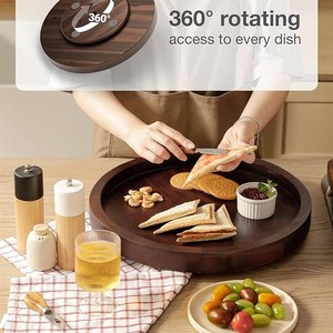 Rotating Wooden Tray Round 4-7 Compartments <b>Kitchen</b> Storage Shelf For Spices And Food Standing Type - Product Image 4