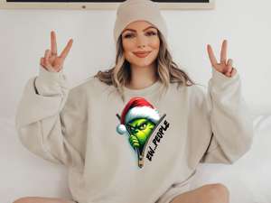 Parche Termoadhesivo Estilo <span class=keywords><strong>Grinch</strong></span> DTF con Estampado de Gorro de Santa de Navidad, Transferencias DTF Personalizadas del <span class=keywords><strong>Grinch</strong></span> Listas para Planchar - Product Image 4