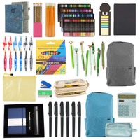 Kit de papeterie pour la rentrée scolaire, fournitures scolaires pour étudiants, trousse de fournitures de bureau, crayon, calculatrice, gomme, fournitures de bureau personnalisées