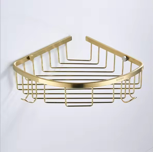 Mensola Angolare <span class=keywords><strong>in</strong></span> <span class=keywords><strong>Metallo</strong></span> <span class=keywords><strong>per</strong></span> Doccia, Montaggio a Parete, Colore Oro Spazzolato - Product Image 1