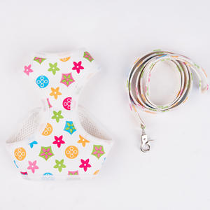 Luxury Design Soft Mesh <b>Harness</b> Set PU Leather Printing Dog <b>Leash</b> <b>Harness</b> for Small Dogs - Product Image 5