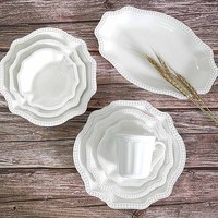 Vaisselle en céramique blanche Simple, ensemble d'assiettes à poisson