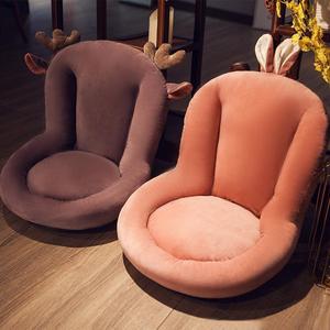 Lazy Chair Cushion With Backrest Soft Lumbar <b>Support</b> For Living Room Floor Seat Pink Rabbit Brown Deer Design - Product Image 1