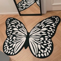 Tapis décoratif en forme de papillon, antidérapant, pliable, pour chevet, tapis décoratif irrégulier pour baie vitrée, résistant aux taches et lavable