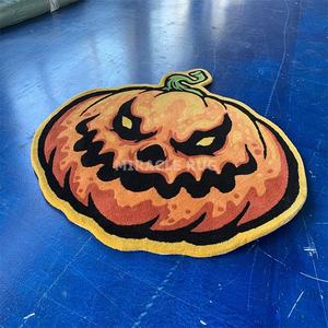 Original lindo Oval óxido naranja moderno tiro alfombra personalizada hecha a mano mechón alfombra Halloween <span class=keywords><strong>Terror</strong></span> calabaza diseño lujosa alfombra - Product Image 1
