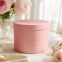 Juego de Cajas Redondas Rosadas de Lujo con Diseño Floral, 3 Piezas, Caja Cilíndrica con Estampado Dorado, Caja de Regalo Rígida de Cartón con Tapa