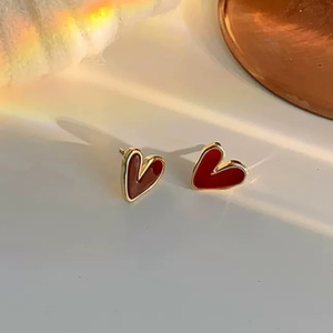 Orecchini a perno a forma di cuore E2468 placcati oro in lega di zinco, gioielli romantici unisex alla moda, idea regalo - Product Image 4