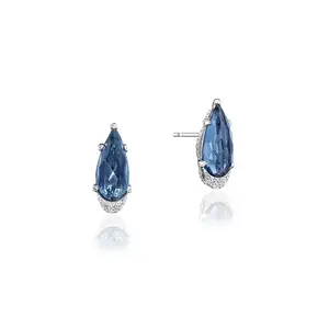 Blue Topaz Earrings On Sale Oval Swiss Blue Topaz Earrings Mystic Blue Topaz Earrings For Women