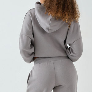 Conjunto Deportivo de Invierno para Mujer, Talla Grande, Color Sólido, con Capucha, Diseño Corto, Resistente al Viento y Transpirable - Product Image 5