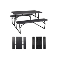 Table et banc de pique-nique pliable, offre spéciale, ensemble, en plastique, avec motif de Grain de bois, Patio, jardin