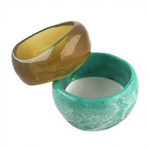 Ensemble de bracelets en résine d'agate de haute qualité, vert et marron, élégants et fantaisistes, bijoux unisexes pour mariages et fêtes - Product Image 1