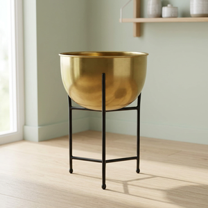 Metal Planter with Black <b>Pot</b> <b>Stand</b> - Product Image 2
