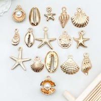 Breloques en gros thème océan en zinc et fer, assortiment de pendentifs étoiles de mer, coquillages et conques émaillés pour bijoux faits main DIY