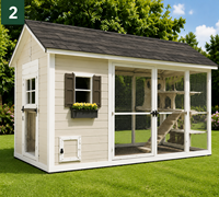 Cage pour animaux de compagnie modulaire, écologique, imperméable et durable, en WPC ASA, avec enclos en grillage métallique et design ventilé